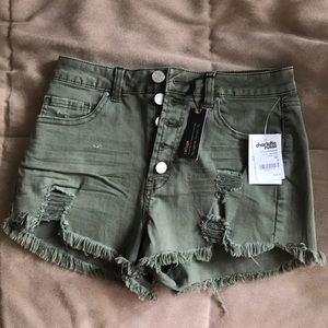 Army Green High Rise Cheeky Shorts